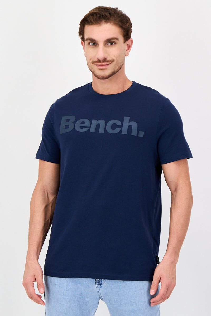 Bench Men Crew Neck Short Sleeve Brand Logo T-Shirt, Navy - Image 1